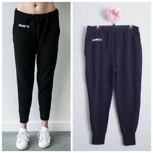 Brunette the Label Embroidered Black Jogger Sweatpants